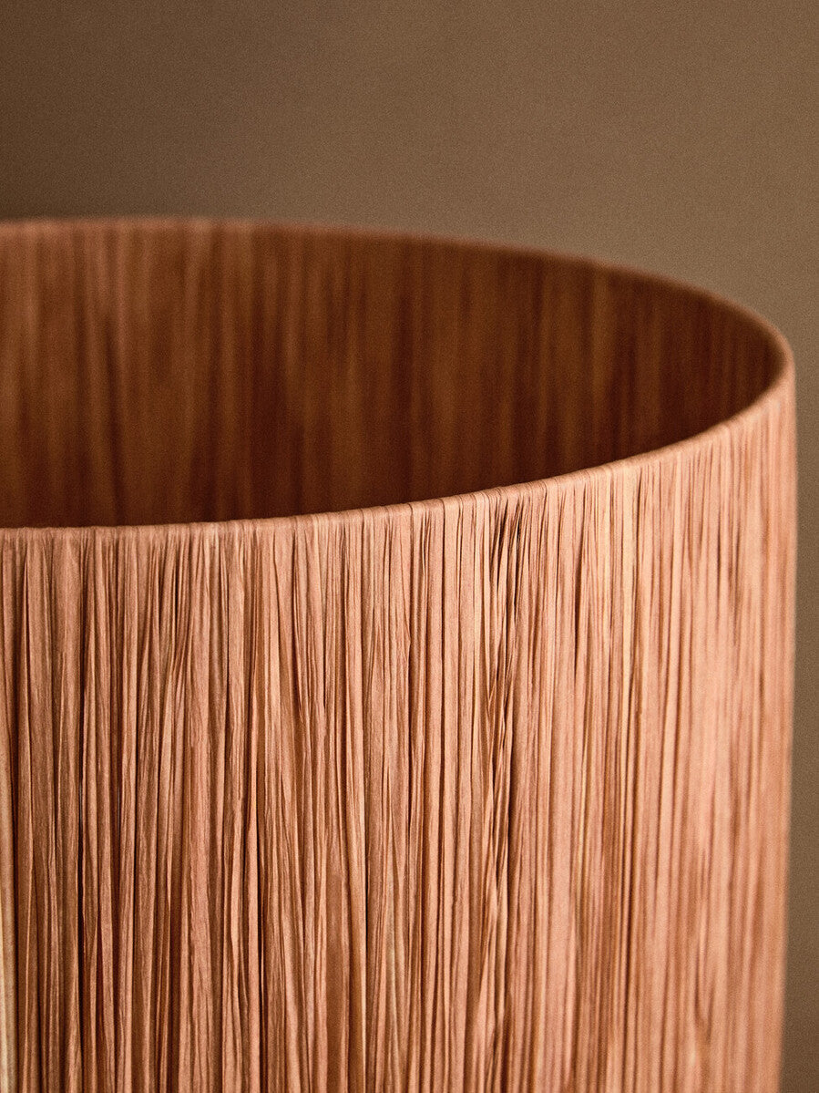 Carta Natural Papier Mache Table Lamp With Rust Raffia Shade