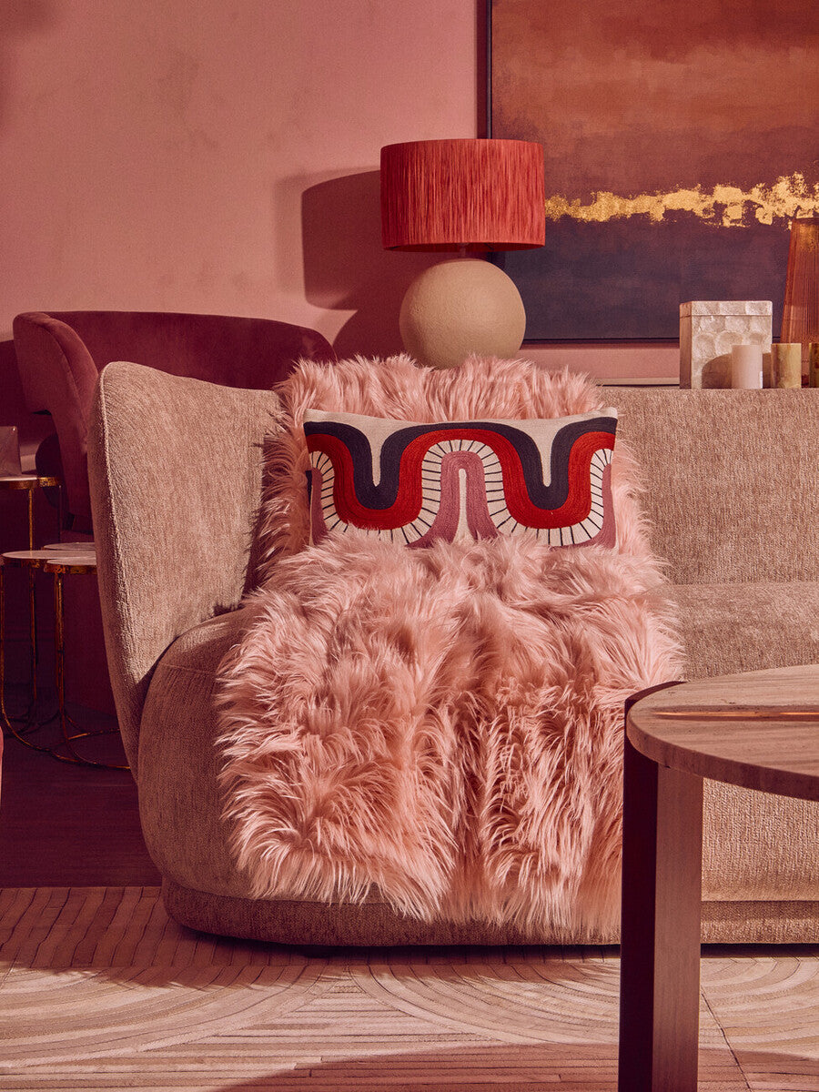 Carta Natural Papier Mache Table Lamp With Rust Raffia Shade