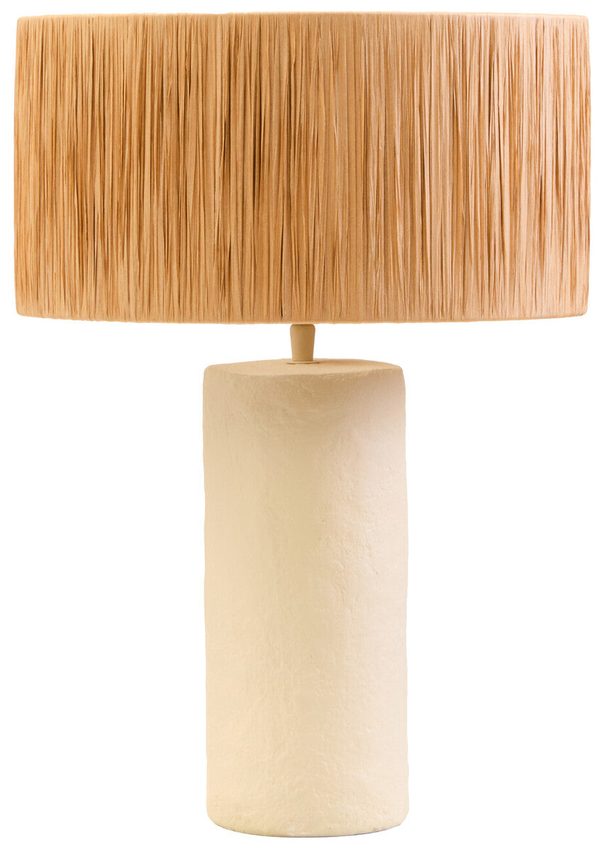 Carta Natural Papier Mache Table Lamp With Natural Raffia Shade