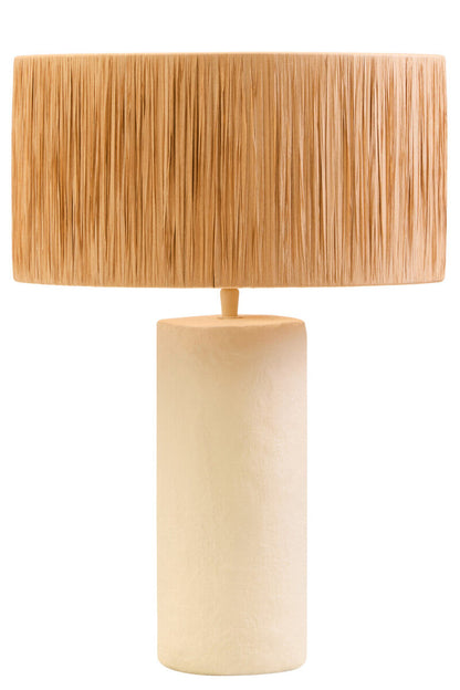 Carta Natural Papier Mache Table Lamp With Natural Raffia Shade
