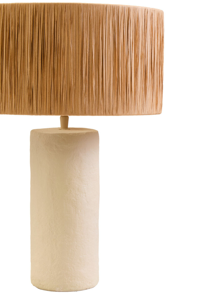 Carta Natural Papier Mache Table Lamp With Natural Raffia Shade