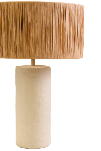 Carta Natural Papier Mache Table Lamp With Natural Raffia Shade