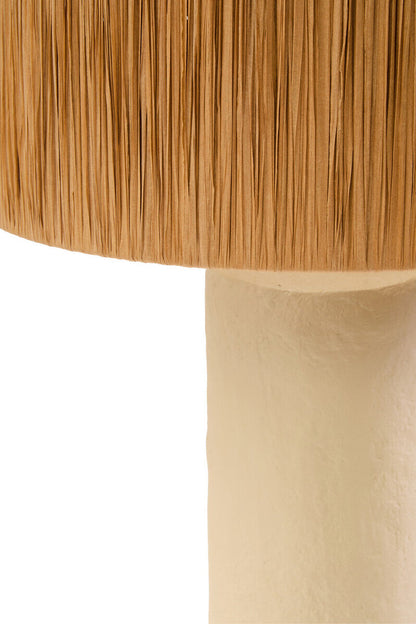 Carta Natural Papier Mache Table Lamp With Natural Raffia Shade