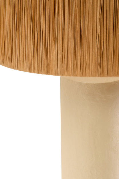 Carta Natural Papier Mache Table Lamp With Natural Raffia Shade