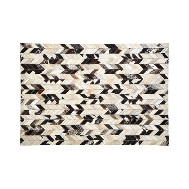 Bosie Safira Small Hair on Leather Chevron Patchwork Rug