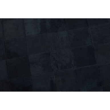 Bosie Large Black Hair on Leather Patchwork Rug with Gold Studs | Safira
