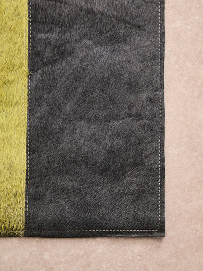 Bosie Safira Small Abstract Hair on Leather Patchwork Rug