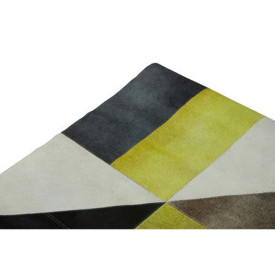 Bosie Safira Large Abstract Hair on Leather Patchwork Rug