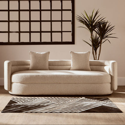 Bosie Small Black and White Hair on Leather Rug | Safira