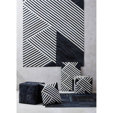 Bosie Safira Large Black And White Hair on Leather Rug