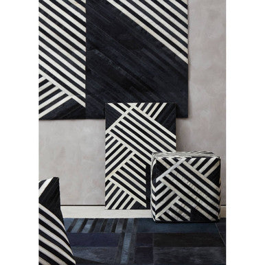 Bosie Safira Large Black And White Hair on Leather Rug