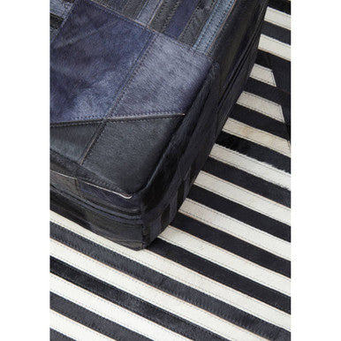 Bosie Safira Large Black And White Hair on Leather Rug