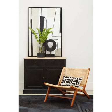 Bosie Large Deco Black and Grey Hair on Leather Rug | Safira