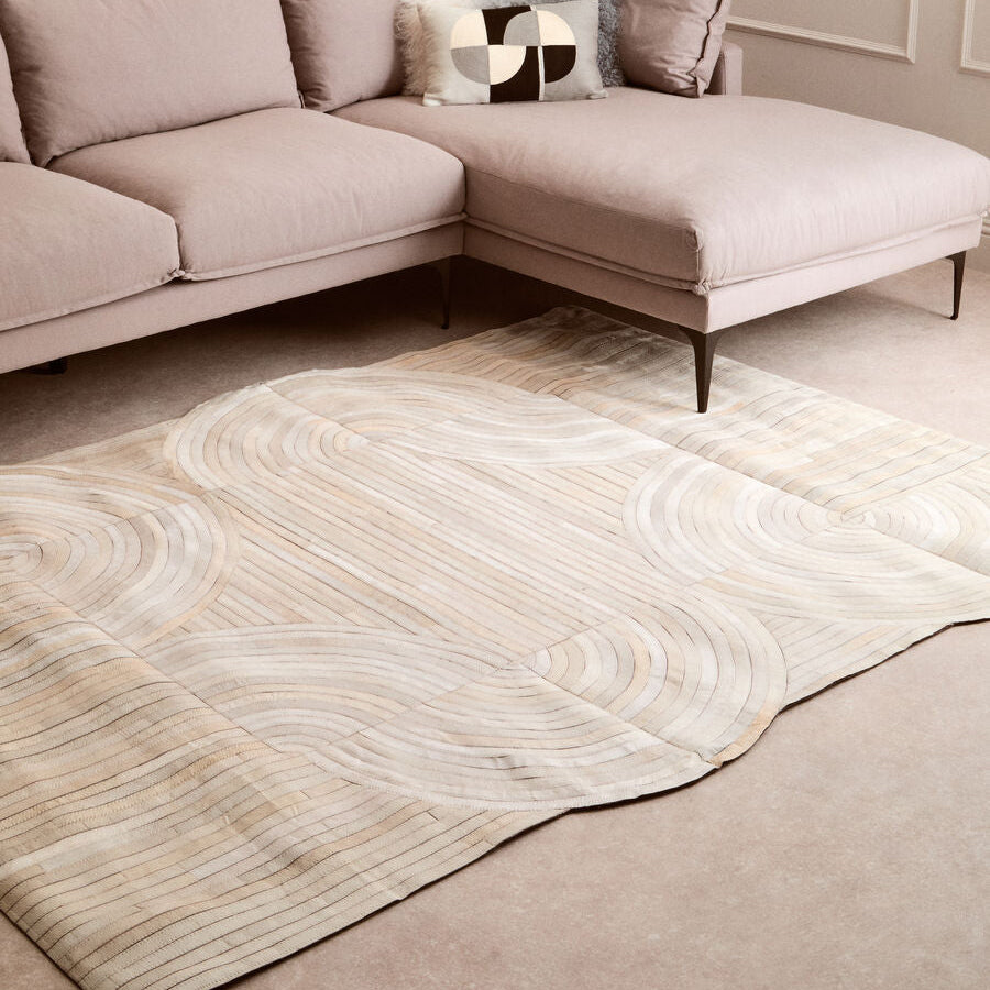 Bosie Large Natural Hair on Leather Rug | Safira