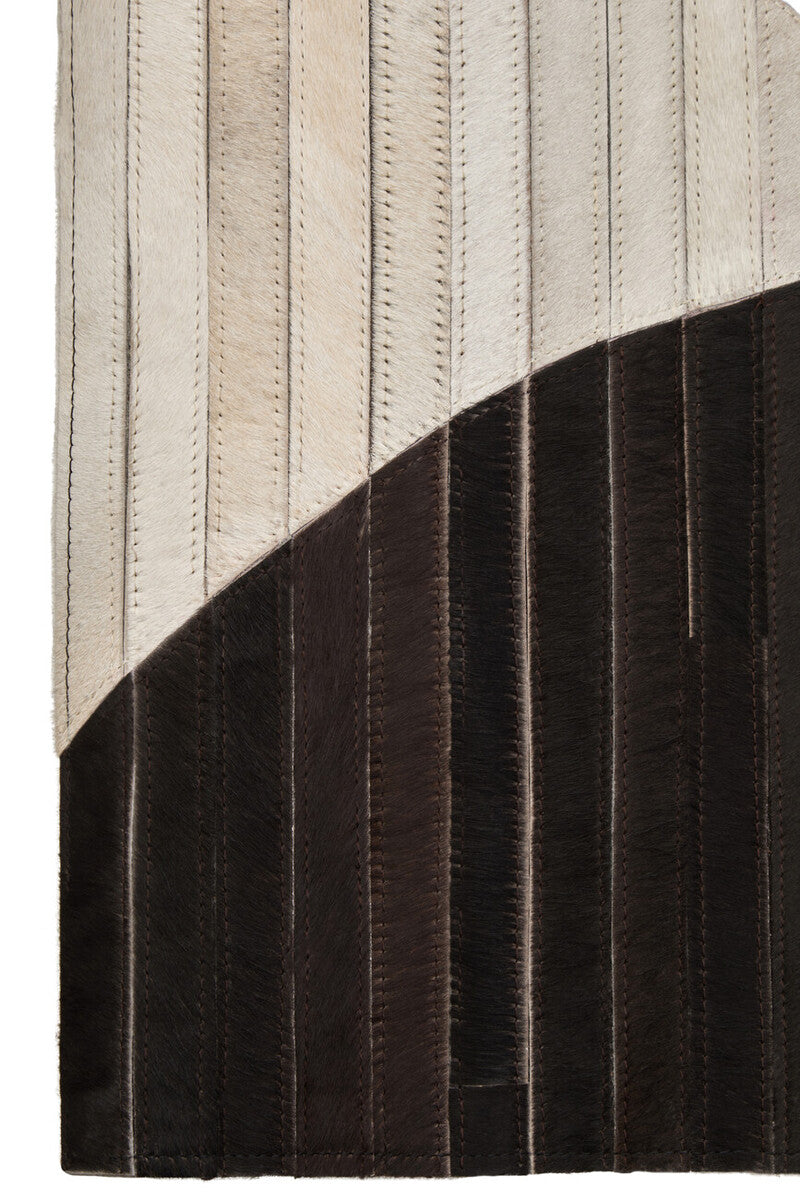 Bosie Safira Large Abstract Hair On Leather Rug