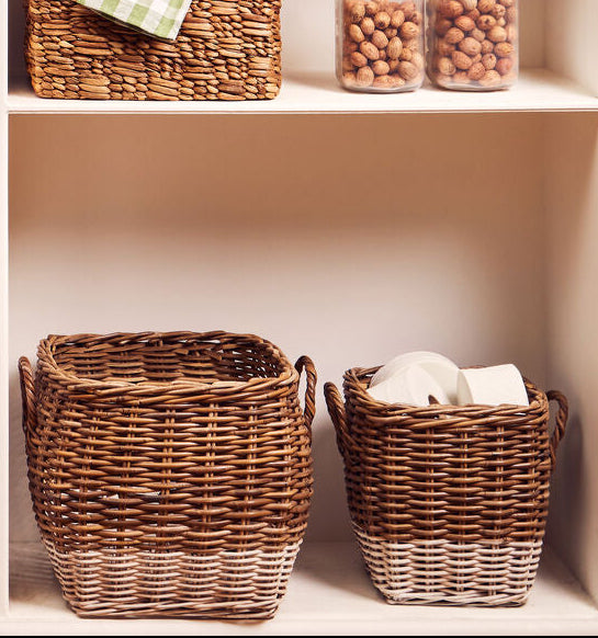 Set of Two Natural Rattan Square Storage Baskets | Hampstead