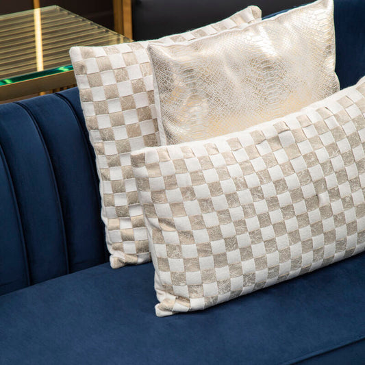 Bosie Kensington Townhouse Cream And Gold Check Cushion