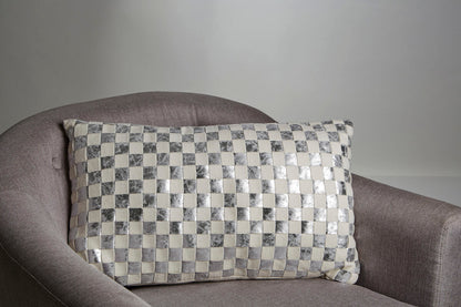 Bosie Kensington Townhouse Rectangular Ivory And Silver Check Cushion