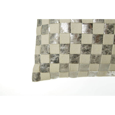 Bosie Kensington Townhouse Rectangular Ivory And Silver Check Cushion