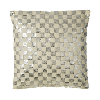 Bosie Kensington Townhouse Square Ivory And Silver Check Cushion