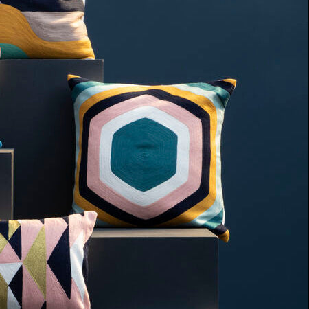 Bosie Ozella Hexagonal Design Embroidered Cushion