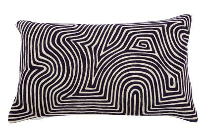 Bosie Ozella Black And White Embroidered Rectangular Cushion