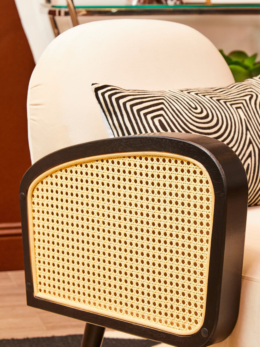 Bosie Ozella Black And White Embroidered Rectangular Cushion