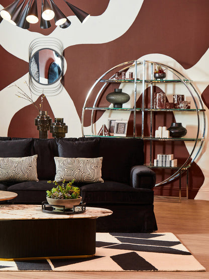 Bosie Ozella Black And White Embroidered Rectangular Cushion