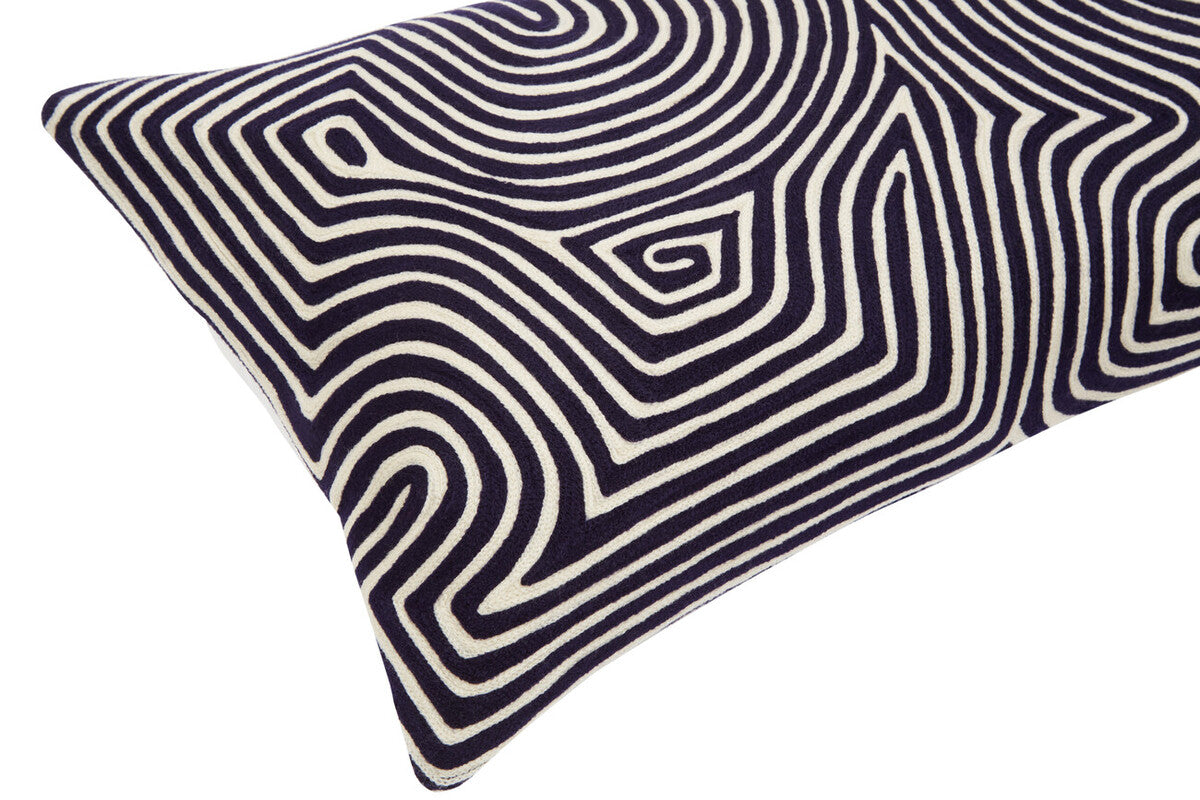 Bosie Ozella Black And White Embroidered Rectangular Cushion