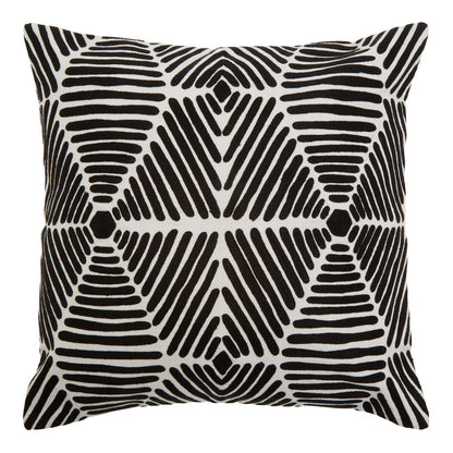 Bosie Ozella Black And White Square Embroidered Cushion