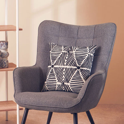 Bosie Ozella Black And White Square Embroidered Cushion