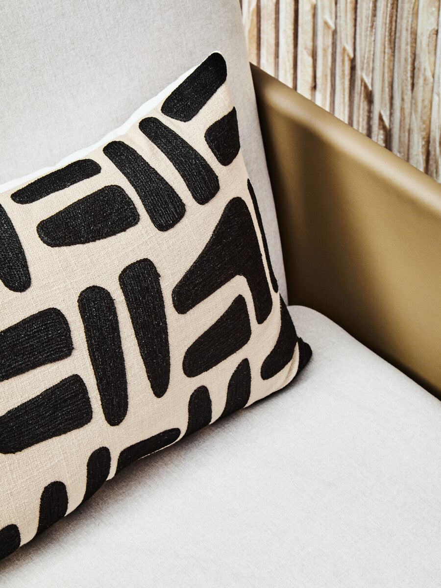 Bosie Ozella Natural And Black Rectangular Cushion
