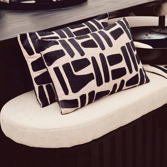 Bosie Ozella Natural And Black Rectangular Cushion