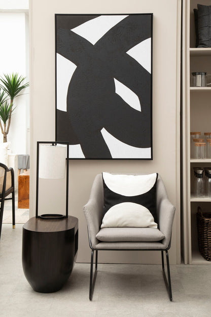 Black and White Semi Circular Design Cushion | Bosie Ozella
