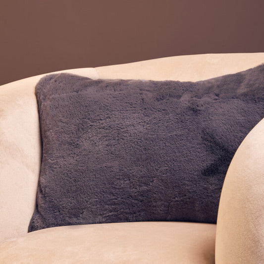 Bosie Grey Rectangular Fur Cushion | Lamina
