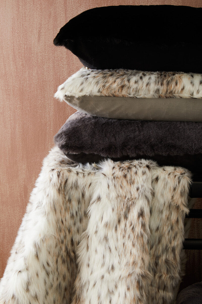 Bosie Lamina Black Square Fur Cushion