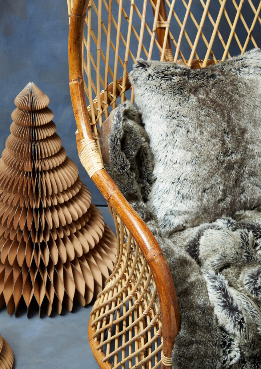 Bosie Lamina Mocha Ombre Square Fur Cushion