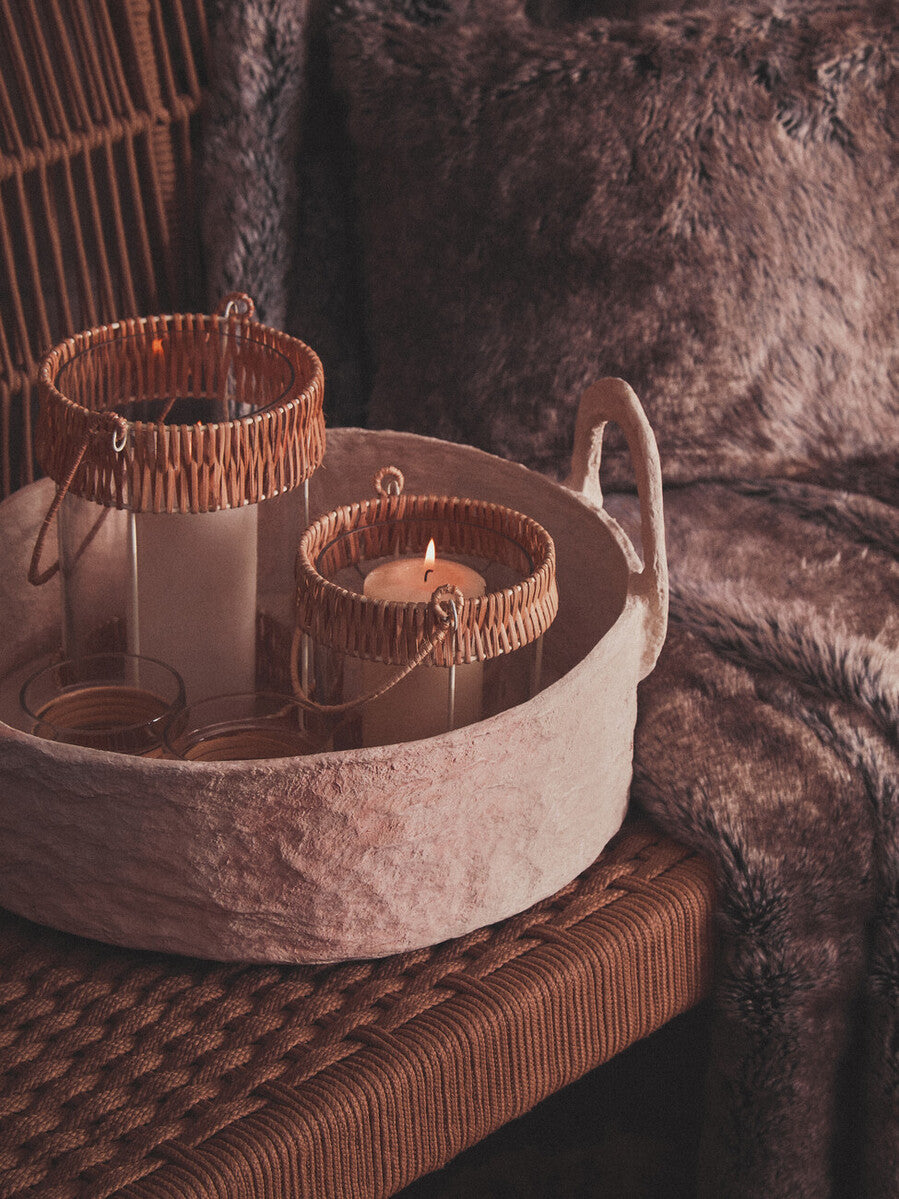 Bosie Lamina Mocha Ombre Square Fur Cushion