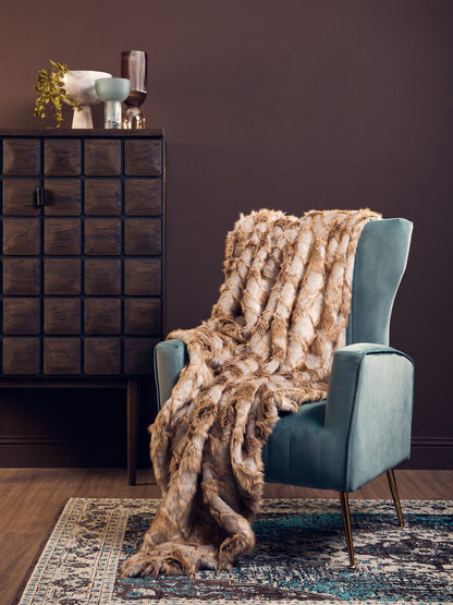 Bosie Lamina Grey And Natural Fur Throw