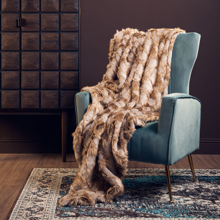 Bosie Lamina Grey And Natural Fur Throw