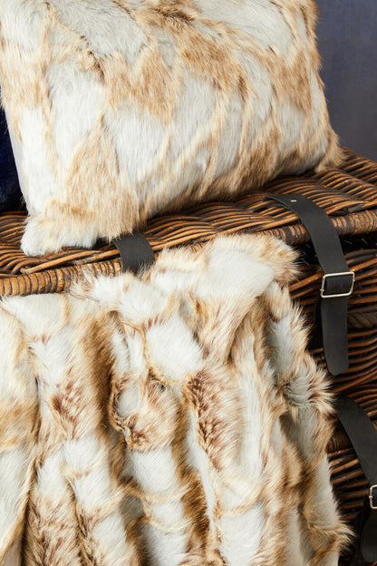 Bosie Lamina Grey And Natural Square Fur Cushion