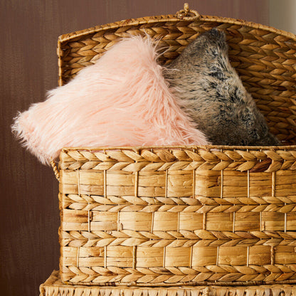 Bosie Mongolian Faux Fur Pink Square Cushion