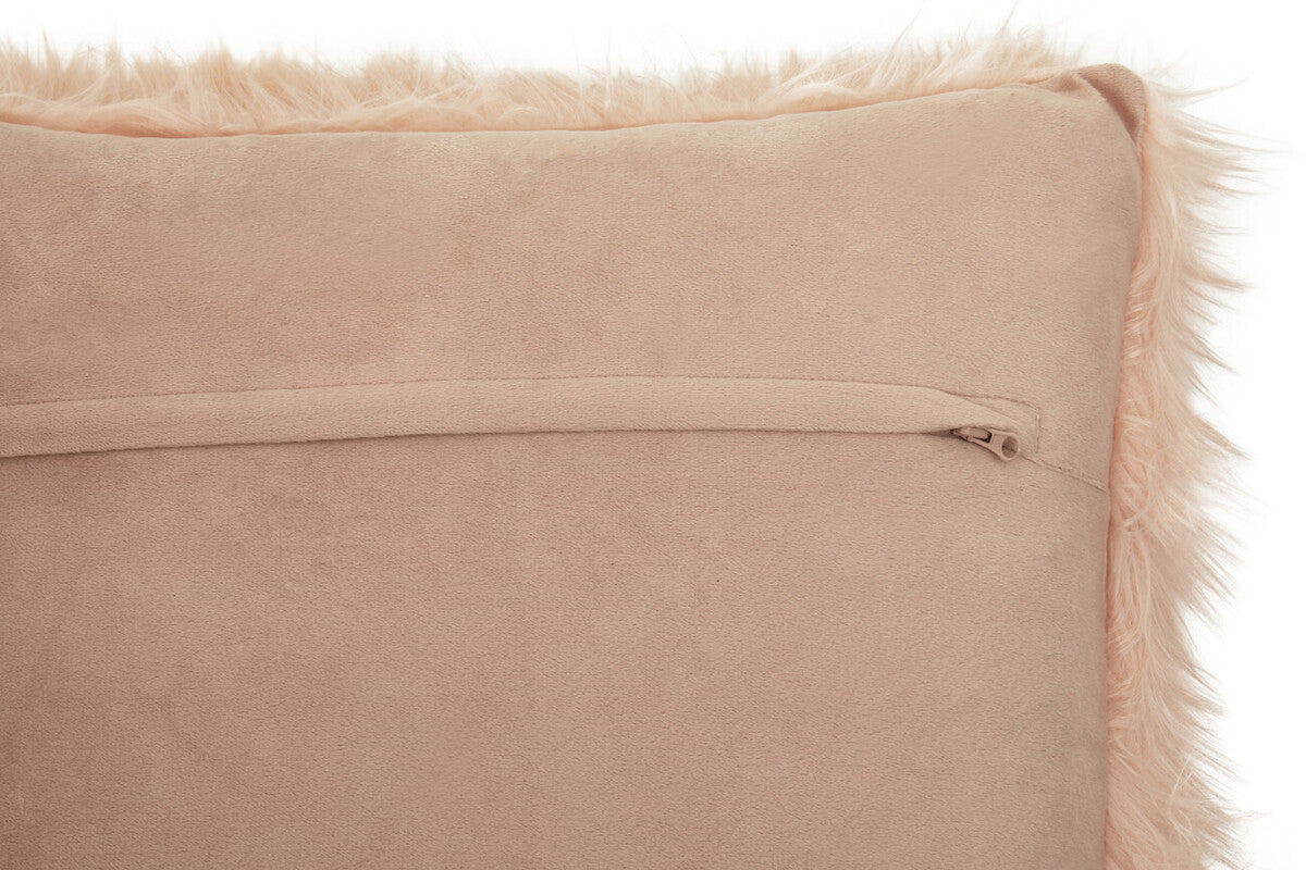 Bosie Mongolian Faux Fur Pink Square Cushion