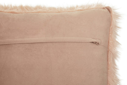 Bosie Mongolian Faux Fur Pink Square Cushion