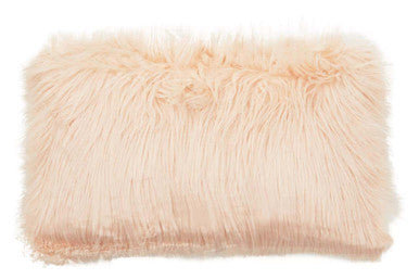 Bosie Mongolian Faux Fur Pink Rectangular Cushion