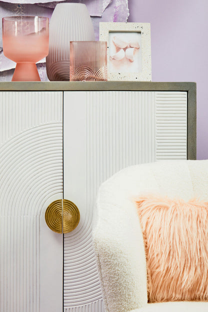 Bosie Mongolian Faux Fur Pink Rectangular Cushion