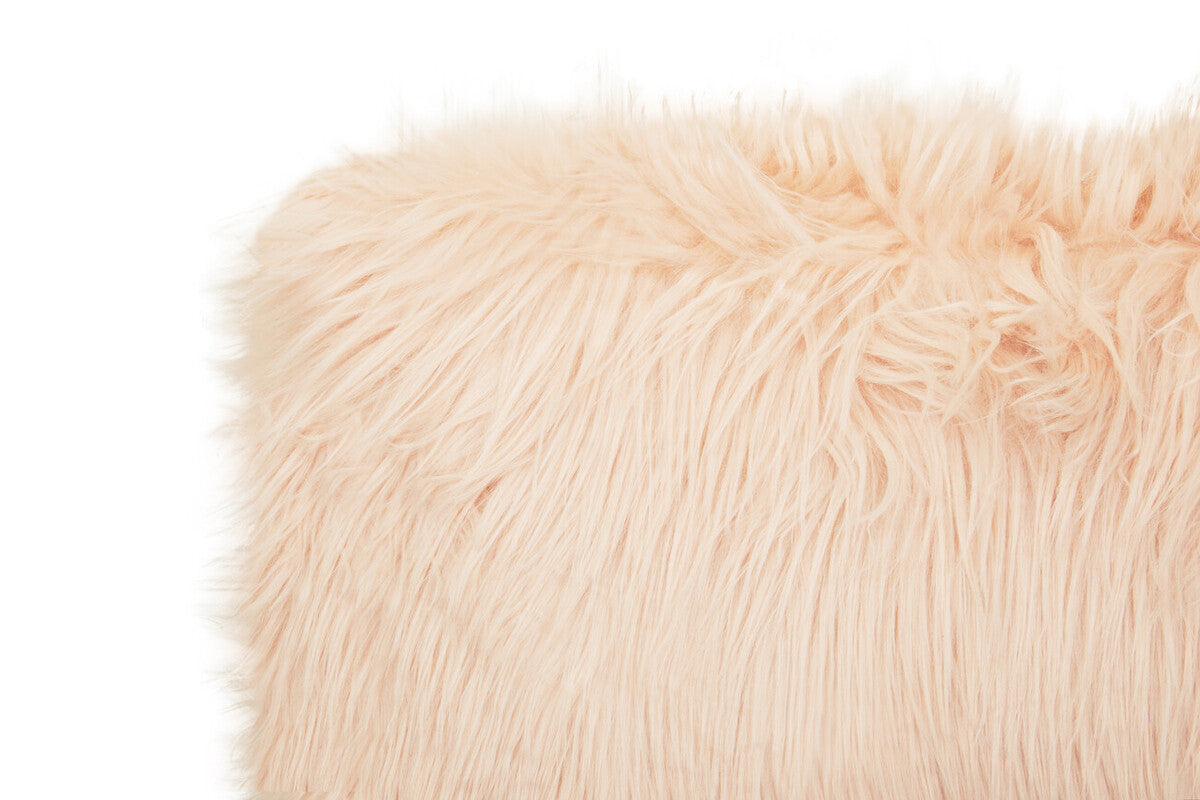 Bosie Mongolian Faux Fur Pink Rectangular Cushion