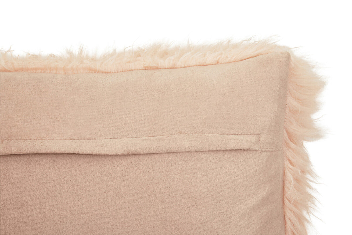 Bosie Mongolian Faux Fur Pink Rectangular Cushion