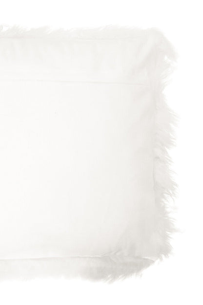 Bosie Real Mongolian Fur White Square Cushion
