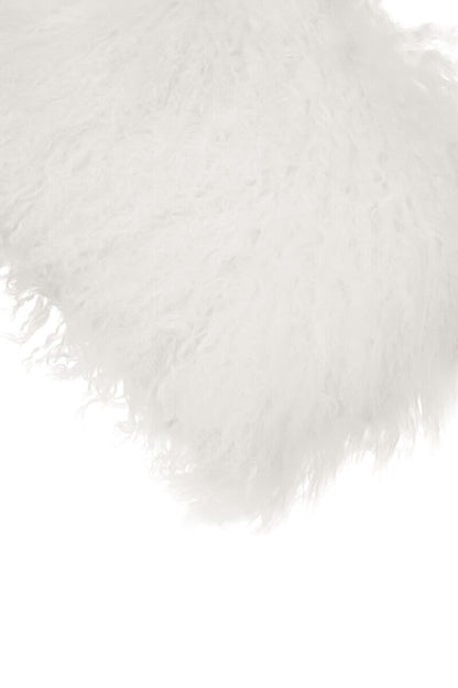 Bosie Real Mongolian Fur White Rectangular Cushion